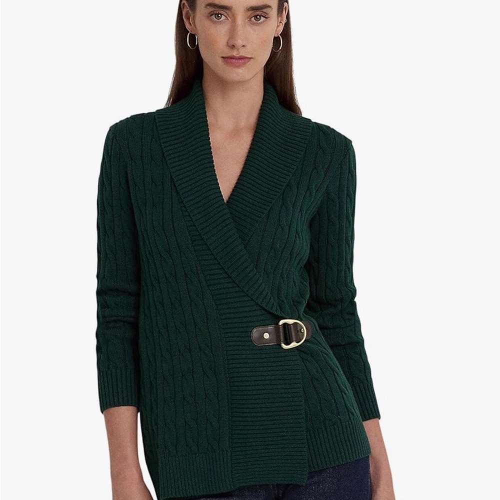 Women's Green Cable Knit Sweater
